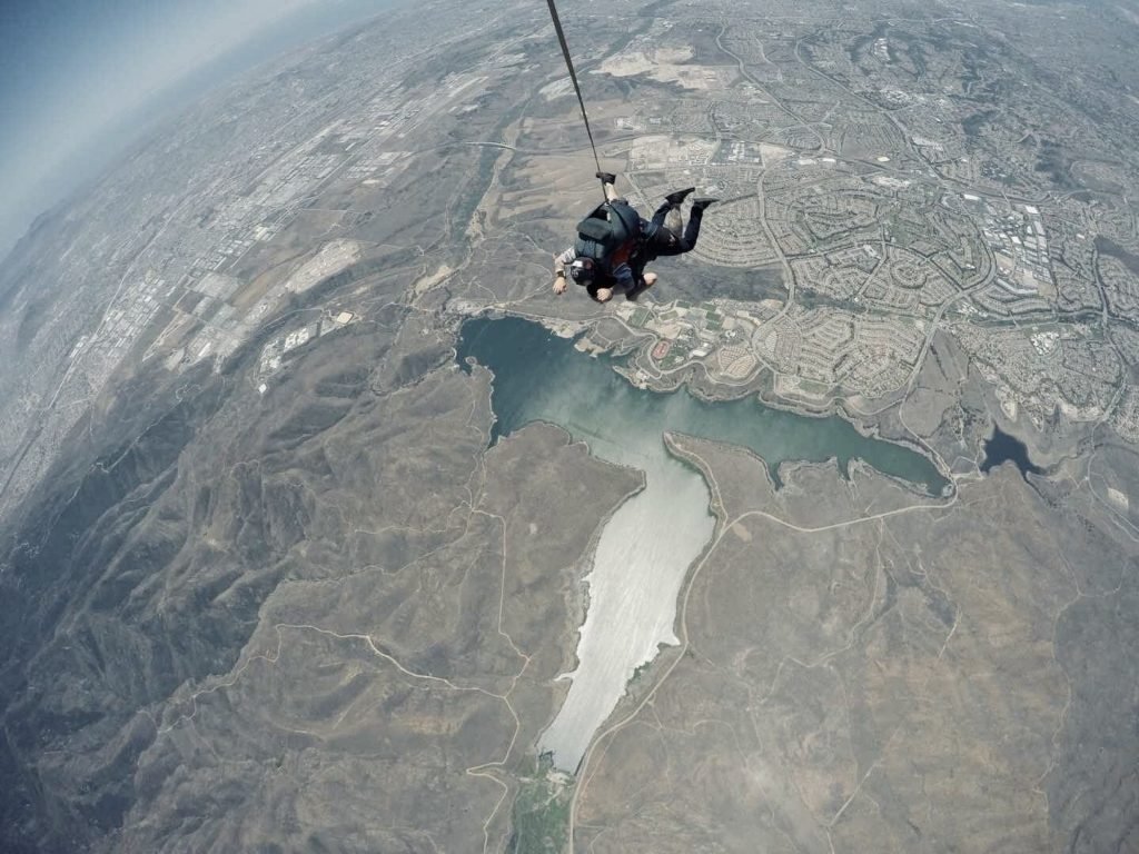 man skydiving