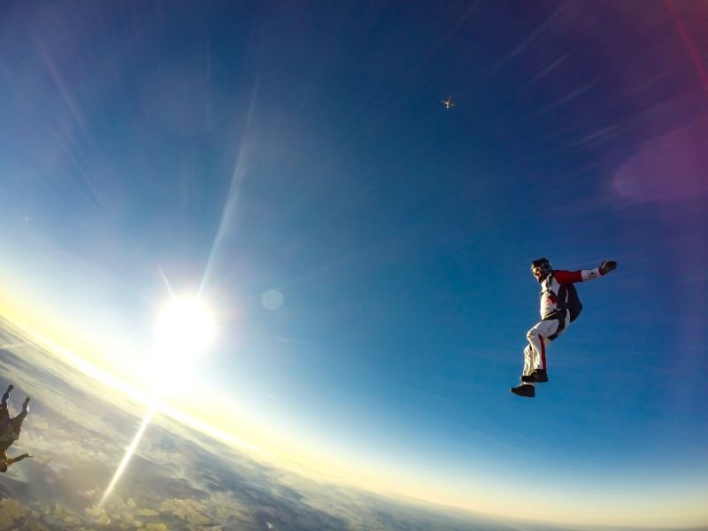 a man skydiving